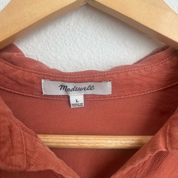 Madewell Lusterweave Hartfield Button Down Orange Blouse - Large - Picture 3 of 6